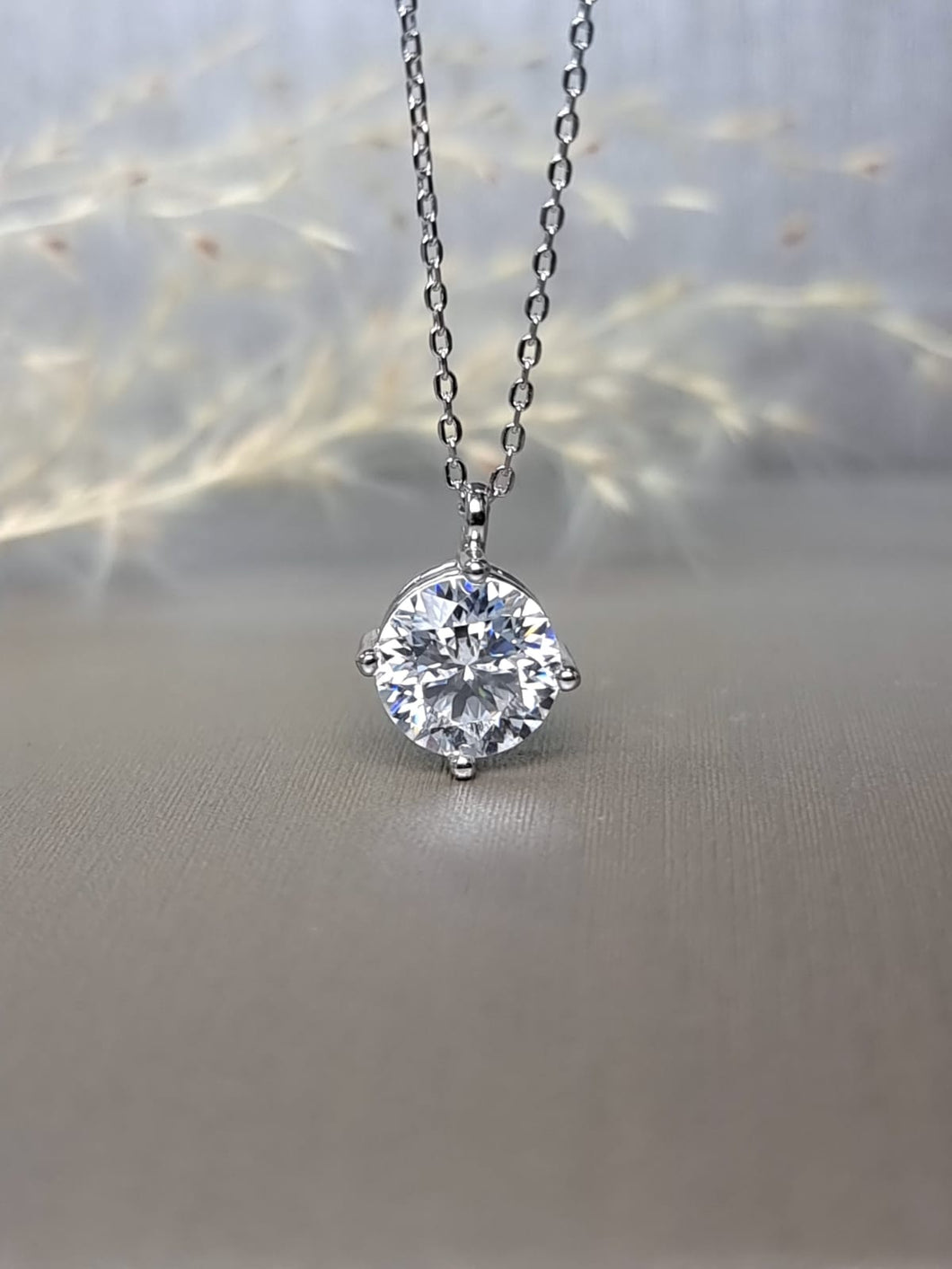 3.00ct Round Brilliant Cut Intersectional 4-Prong Classic Moissanite Diamond Necklace