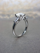 Load image into Gallery viewer, 2.00ct Heart Shape Moissanite Diamond With Baguette Side stone Ring
