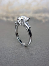 Load image into Gallery viewer, 2.00ct Heart Shape Moissanite Diamond With Baguette Side stone Ring
